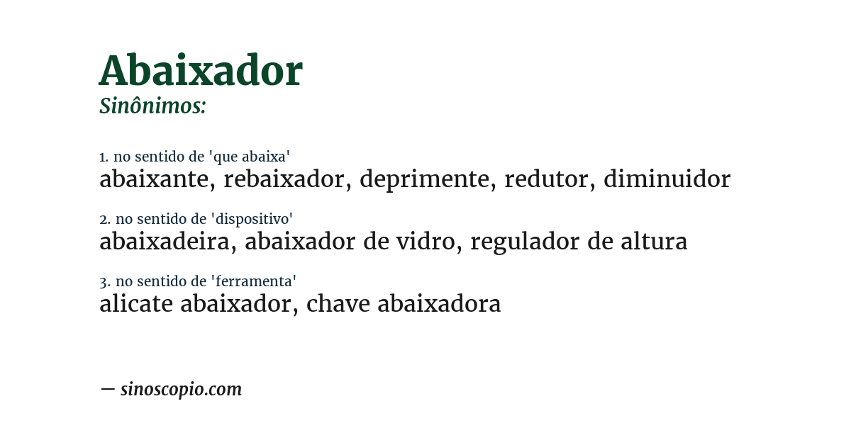 Sinônimo de abaixador