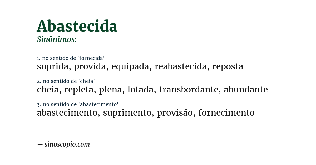 Sinônimo de abastecida