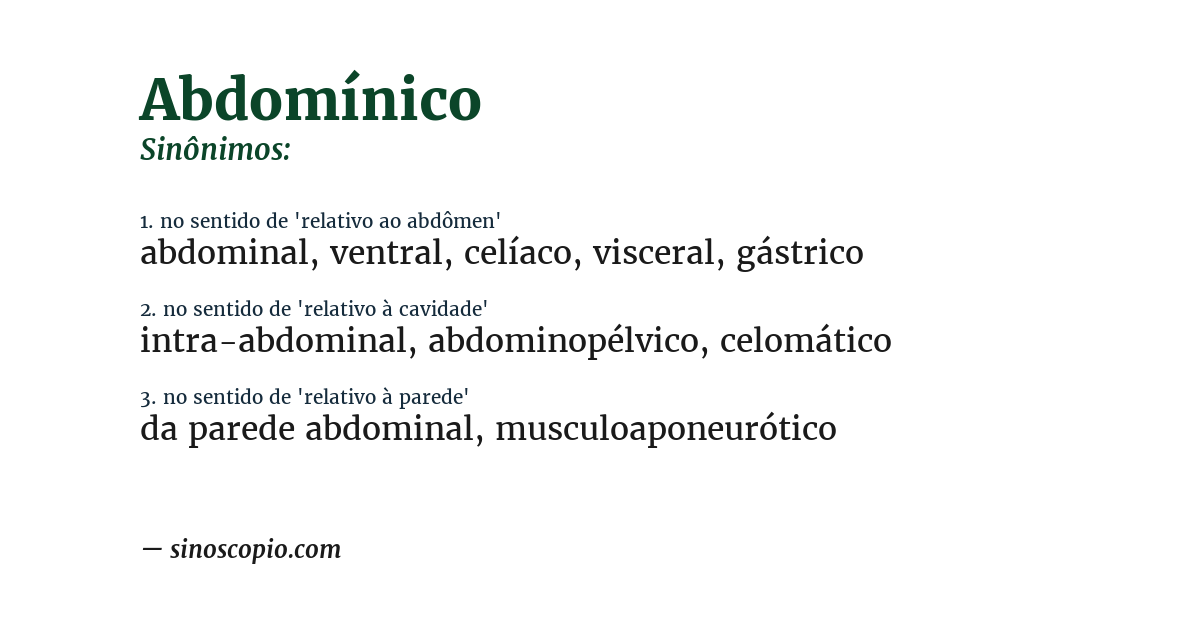 Sinônimo de abdomínico