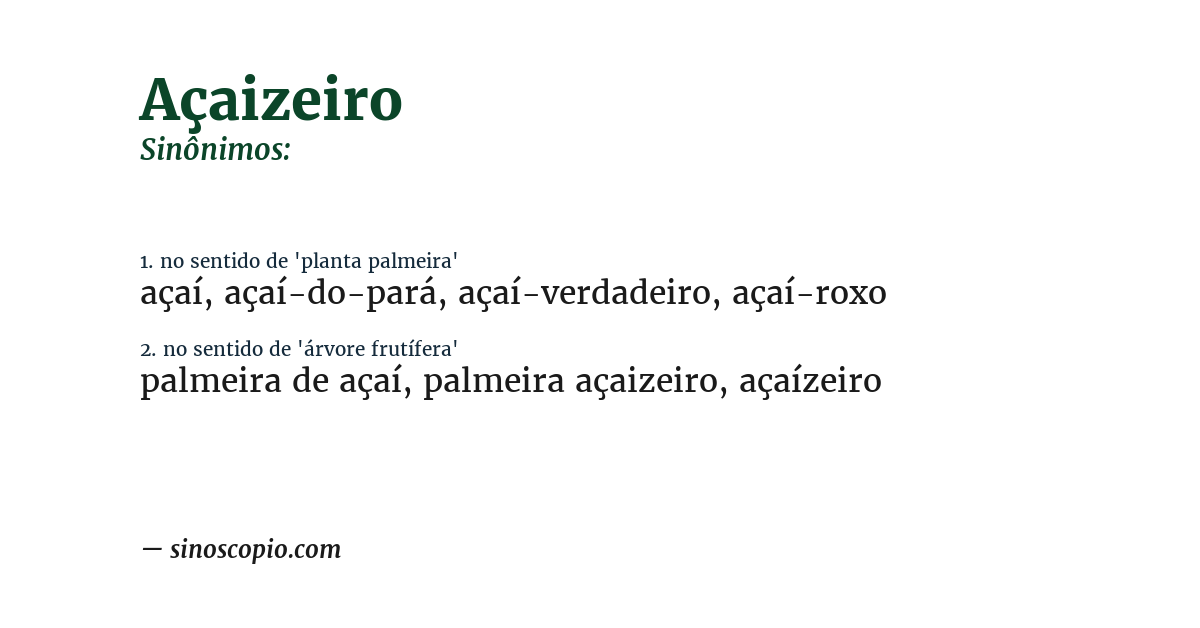 Sinônimo de açaizeiro