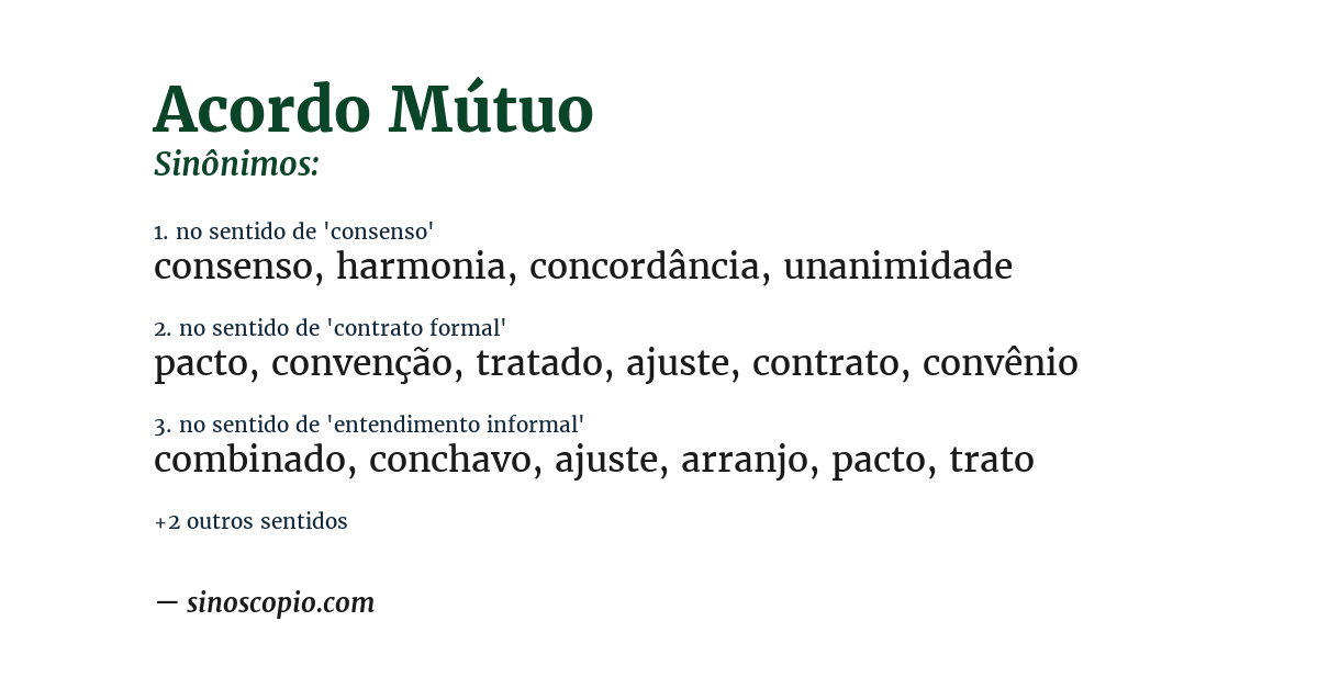 Sinônimo de acordo mútuo
