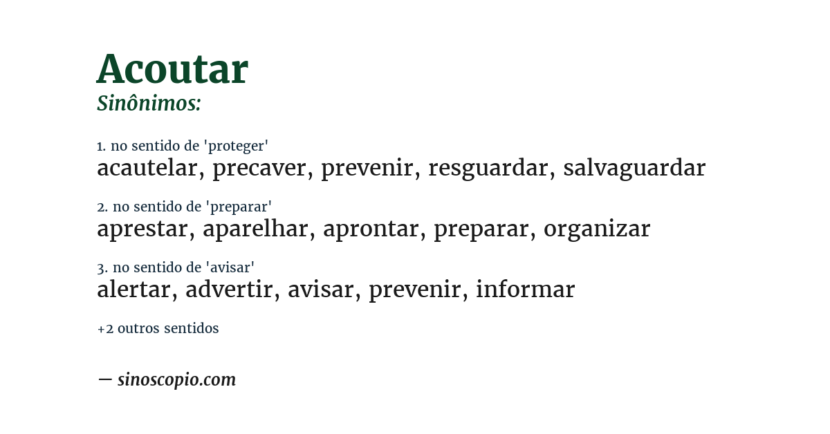 Sinônimo de acoutar