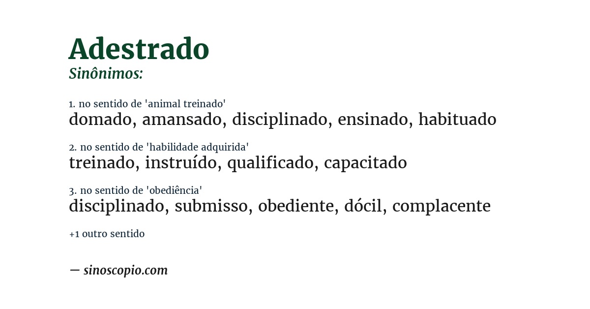 Sinônimo de adestrado