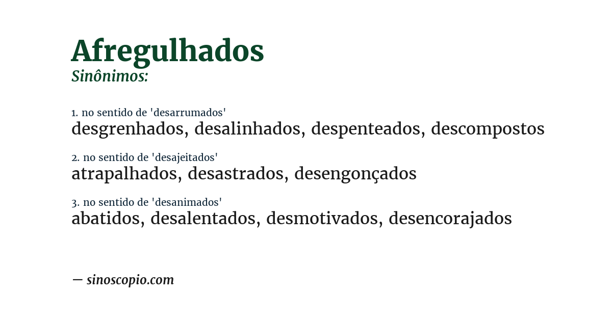 Sinônimo de afregulhados
