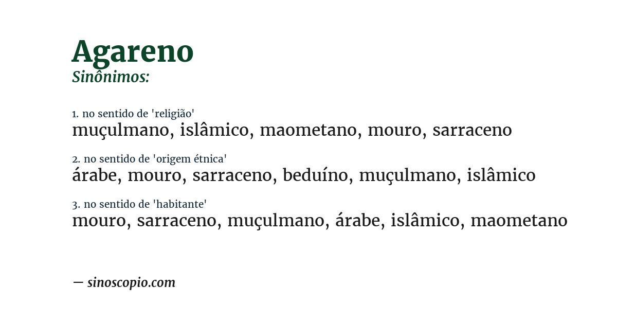 Sinônimo de agareno