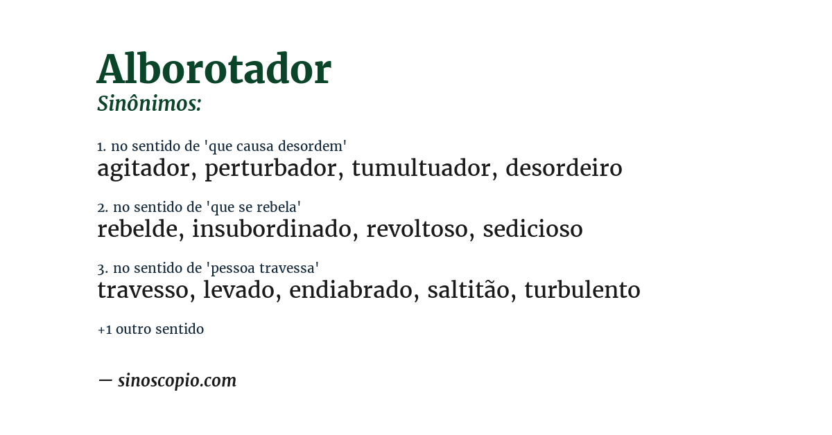 Sinônimo de alborotador