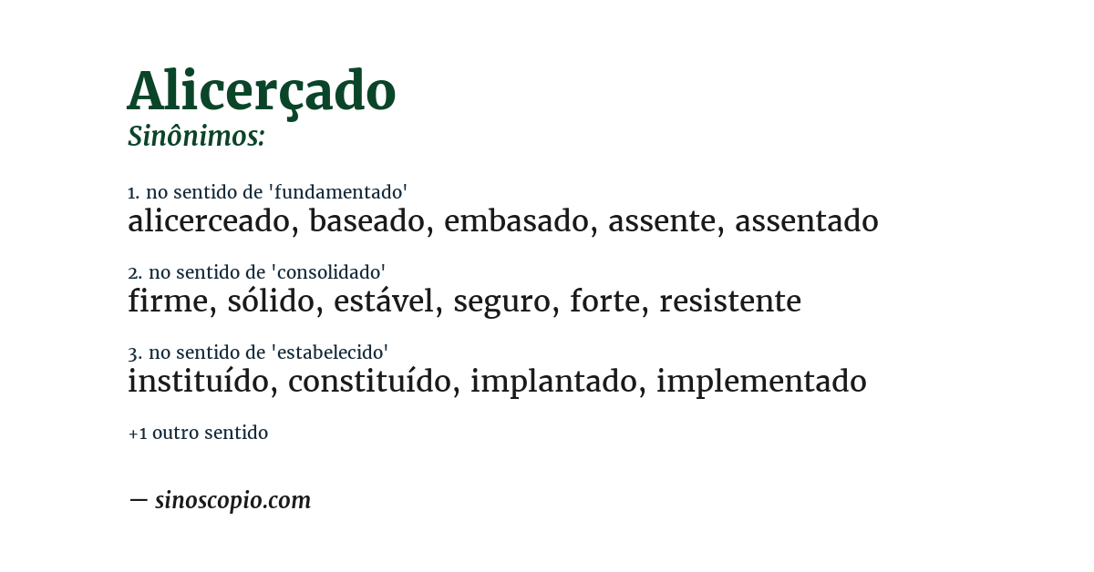 Sinônimo de alicerçado
