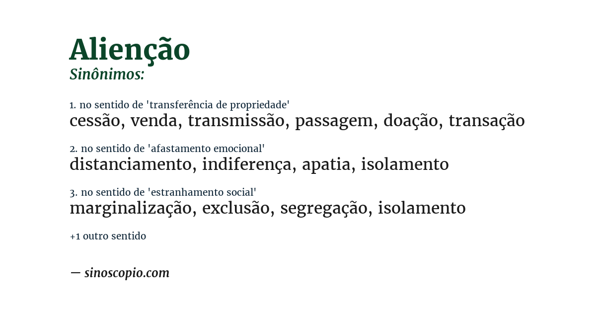 Sinônimo de alienção