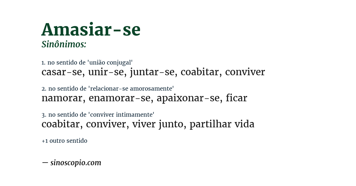 Sinônimo de amasiar-se