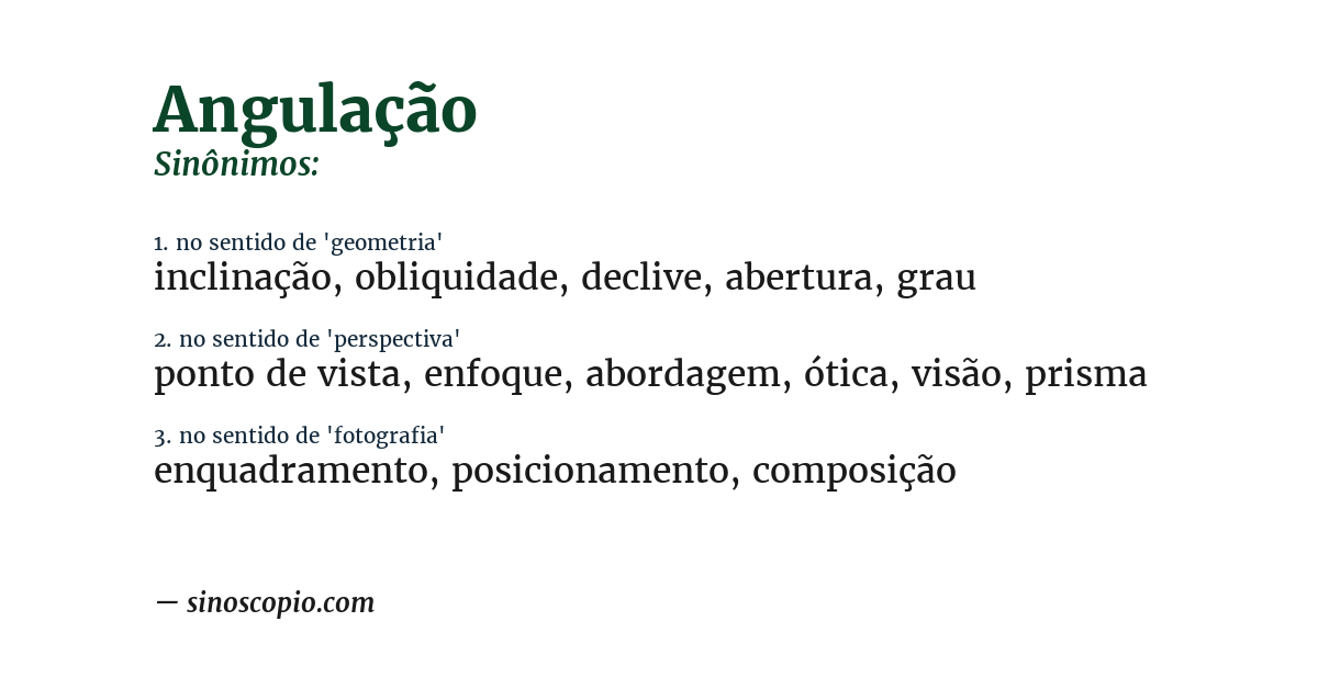 Sinônimo de angulação