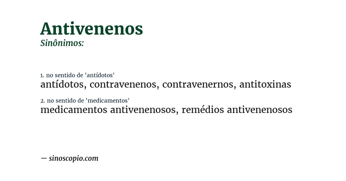 Sinônimo de antivenenos