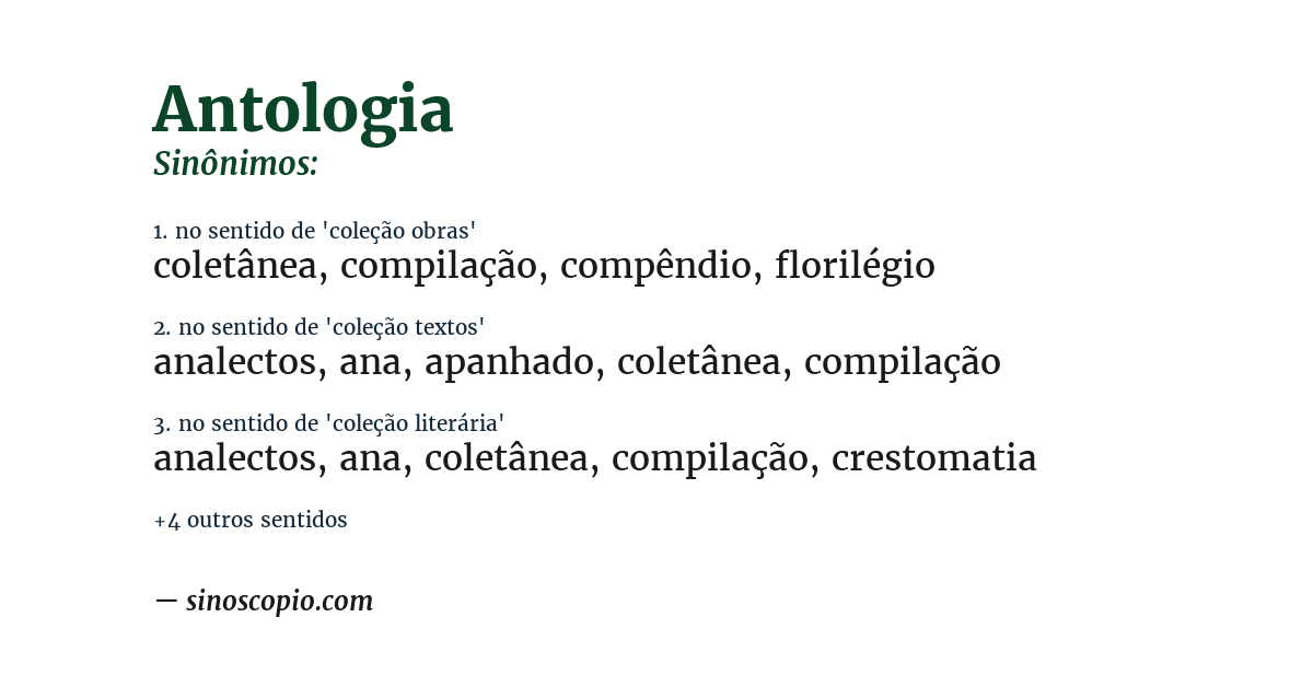 Sinônimo de antologia