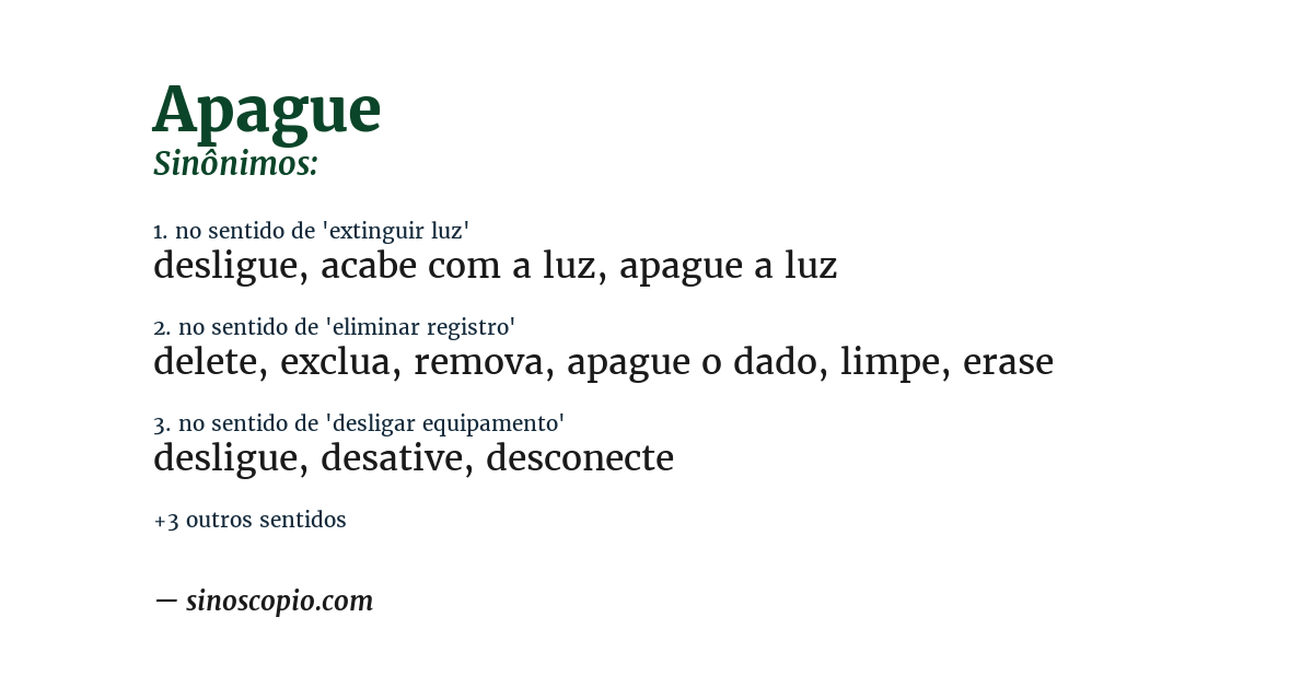 Sinônimo de apague
