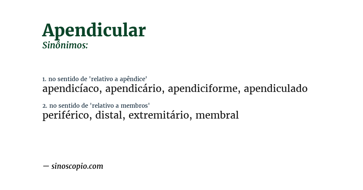 Sinônimo de apendicular