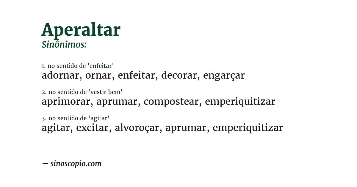 Sinônimo de aperaltar