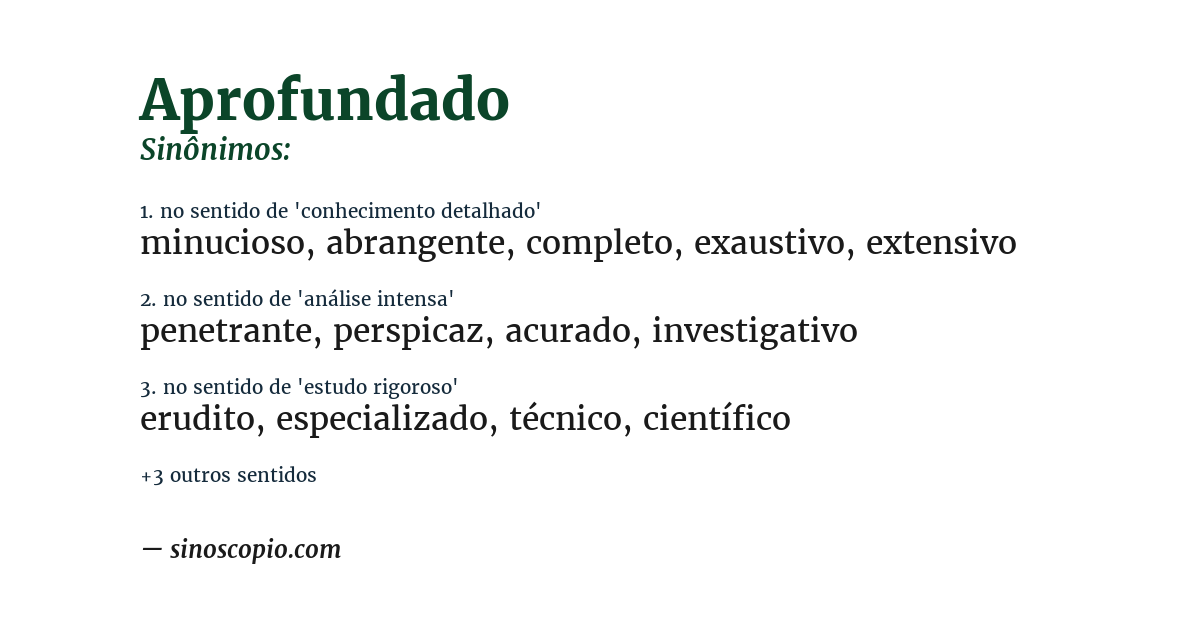 Sinônimo de aprofundado
