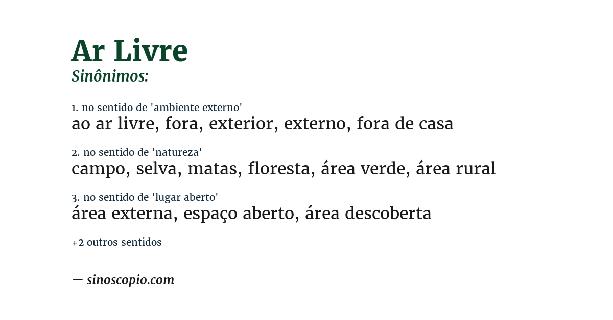 Sinônimo de ar livre