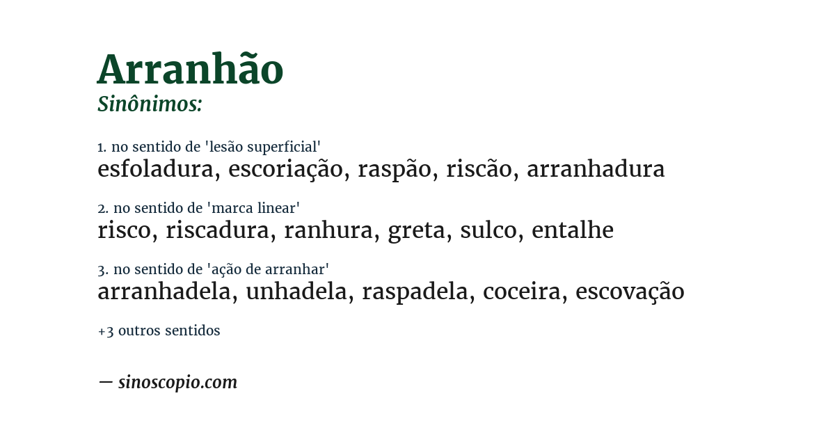 Sinônimo de arranhão
