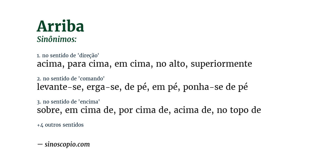 Sinônimo de arriba