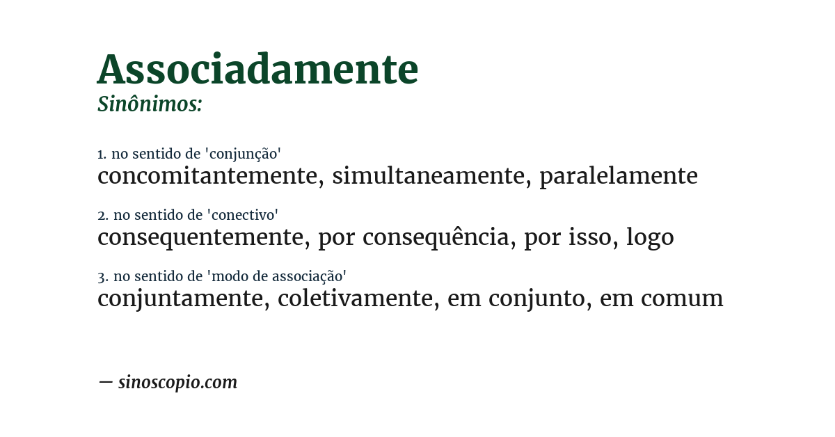 Sinônimo de associadamente