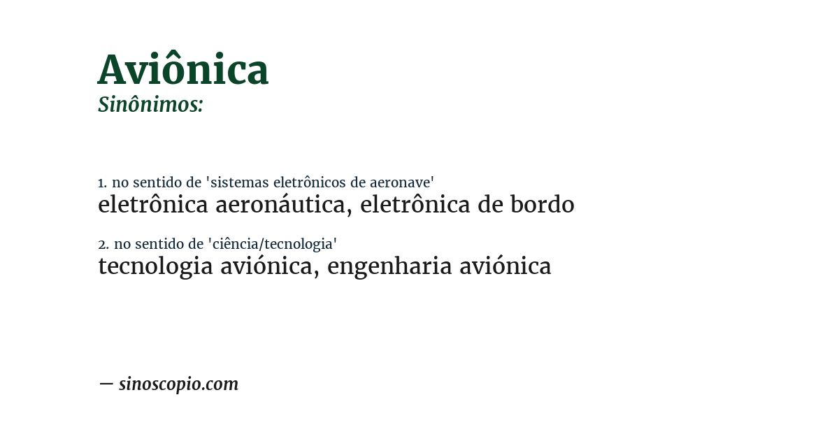 Sinônimo de aviônica