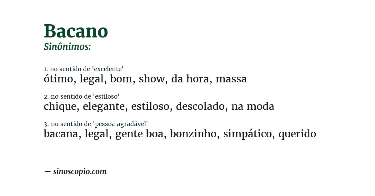 Sinônimo de bacano