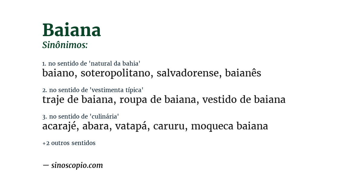 Sinônimo de baiana