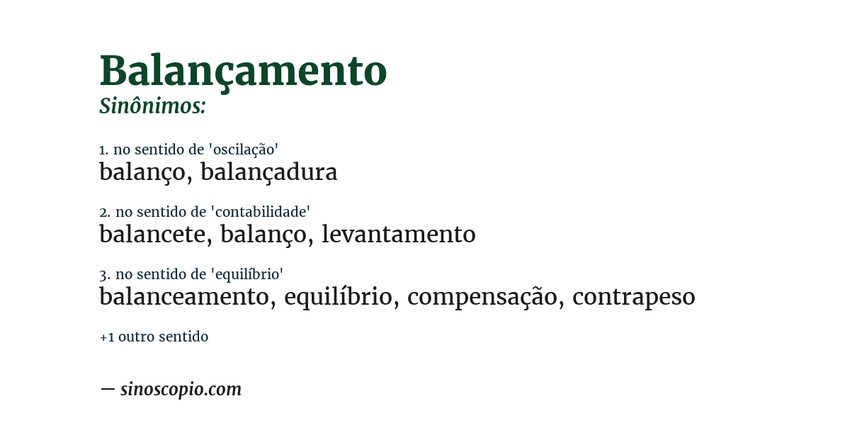 Sinônimo de balançamento