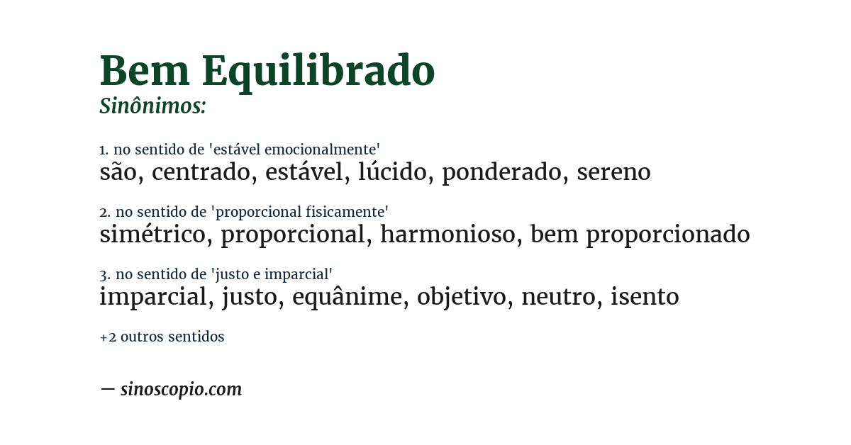 Sinônimo de bem equilibrado
