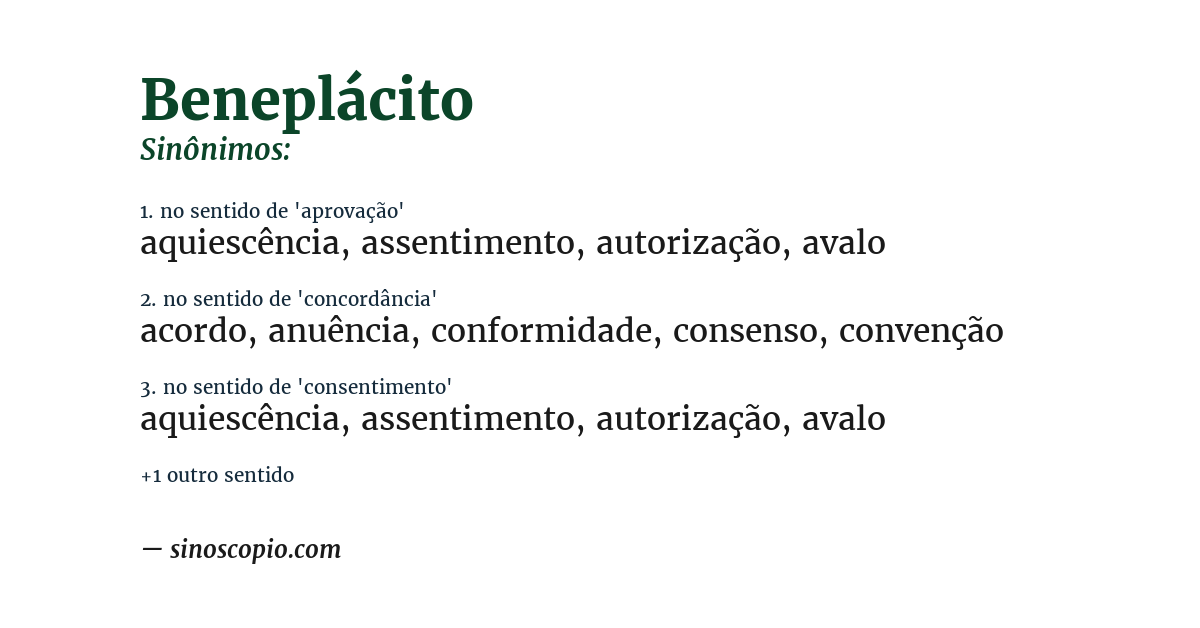 Sinônimo de beneplácito