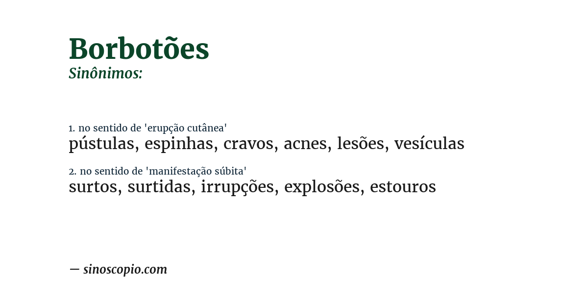 Sinônimo de borbotões