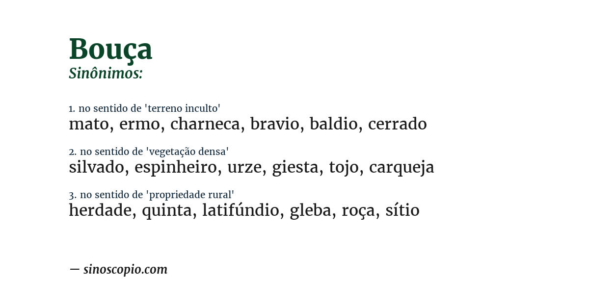 Sinônimo de bouça