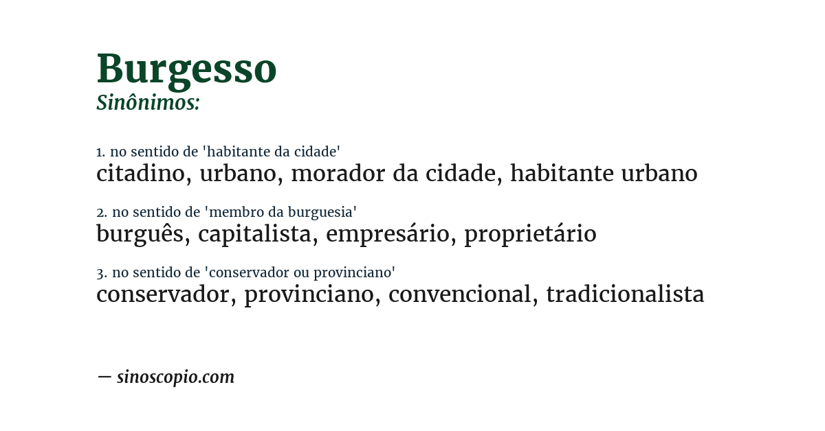 Sinônimo de burgesso