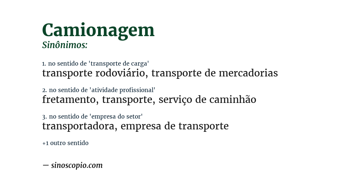 Sinônimo de camionagem