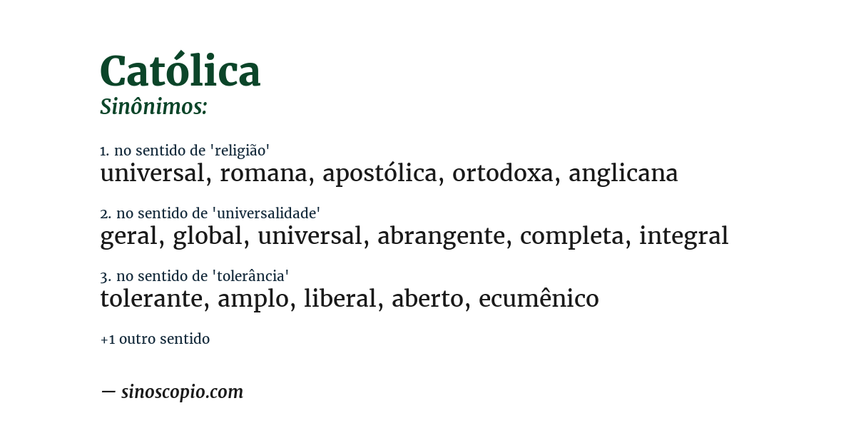 Sinônimo de católica