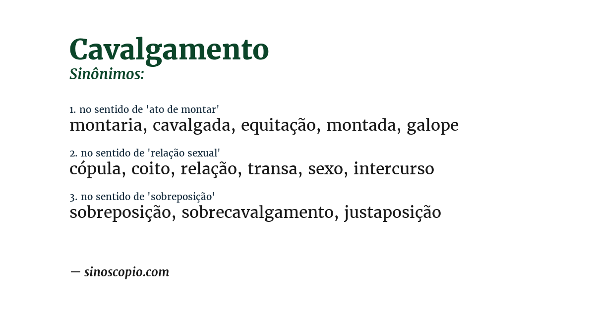 Sinônimo de cavalgamento