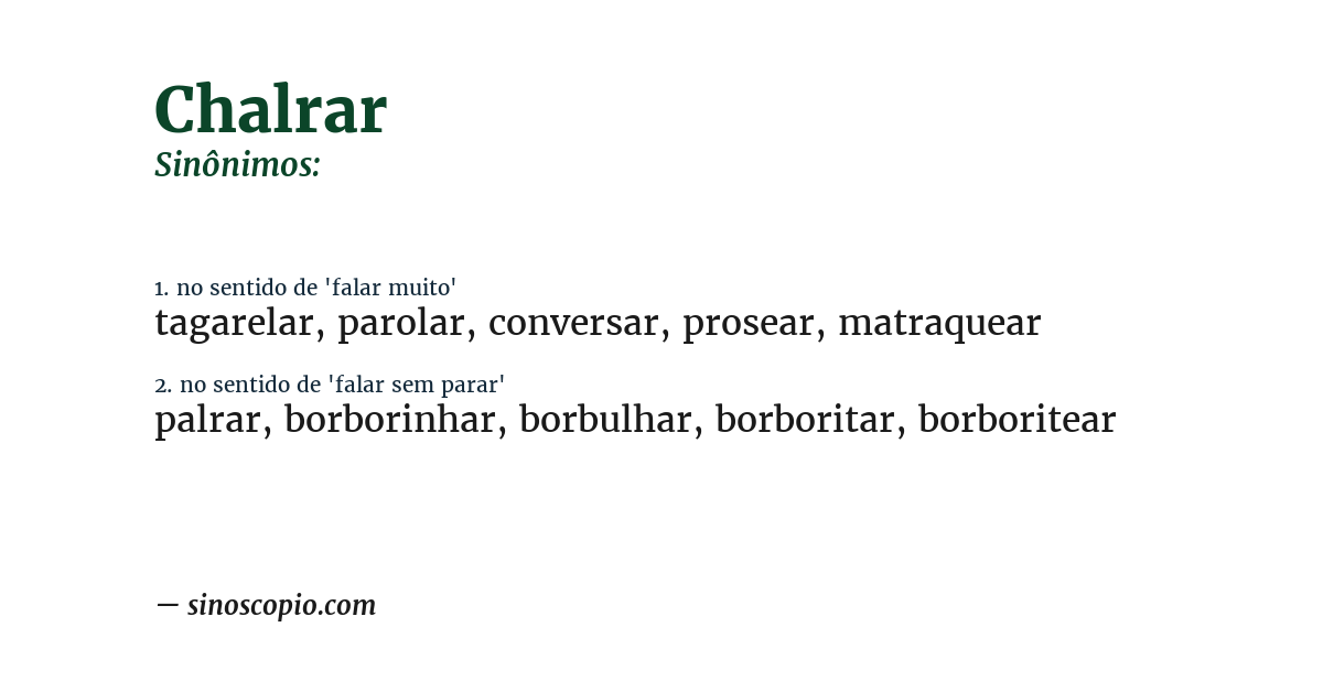 Sinônimo de chalrar