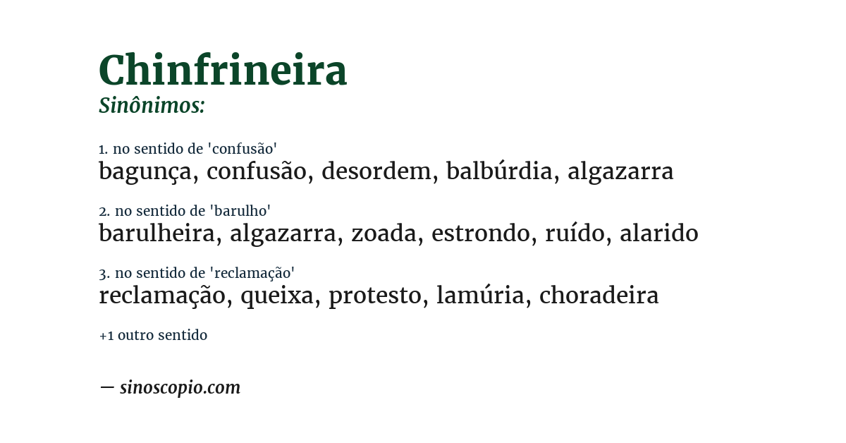 Sinônimo de chinfrineira