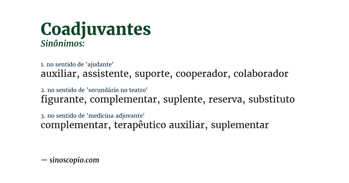 Sinônimo de coadjuvantes