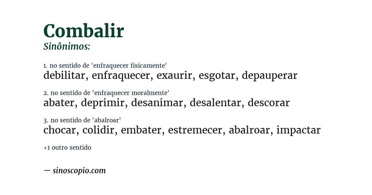 Sinônimo de combalir