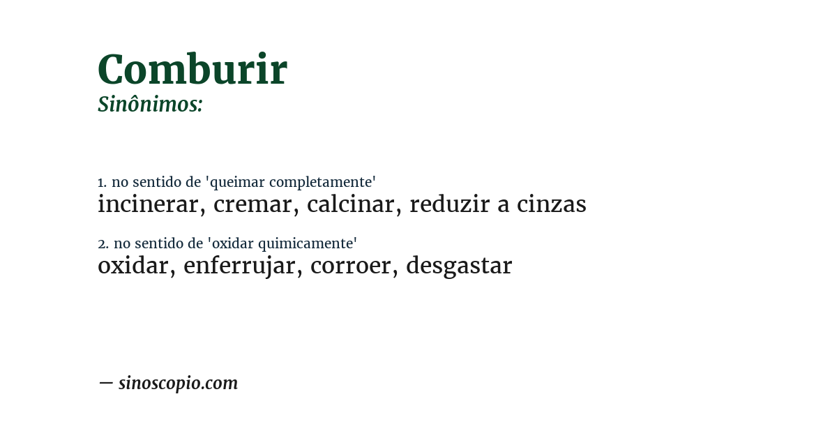Sinônimo de comburir