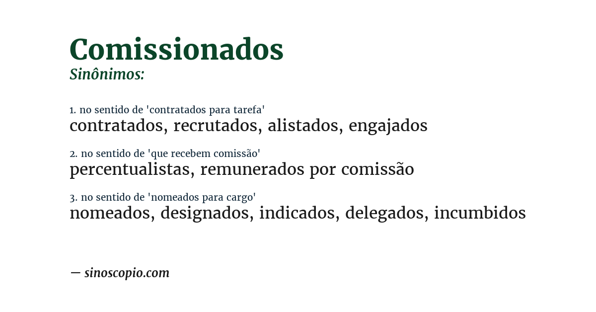 Sinônimo de comissionados