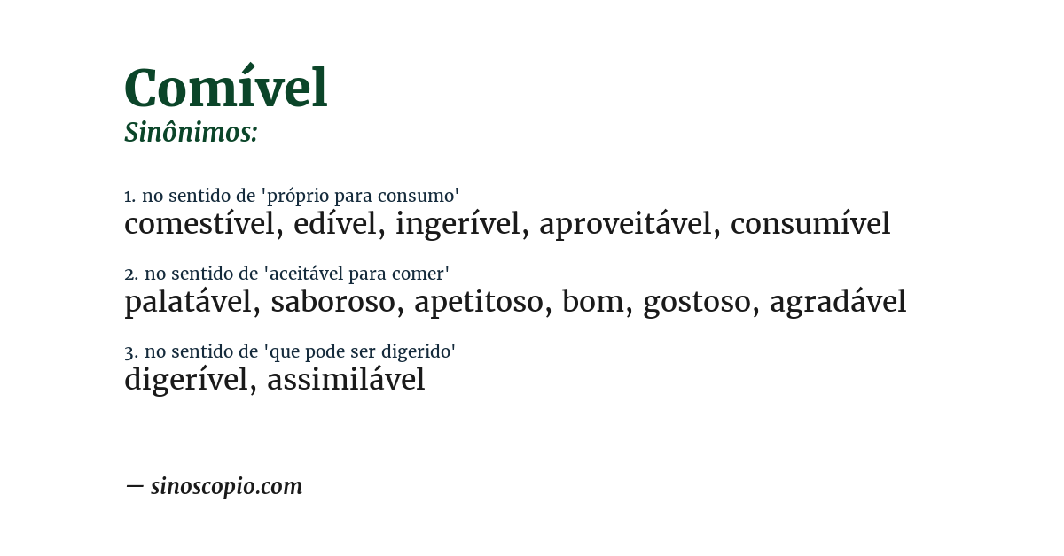 Sinônimo de comível