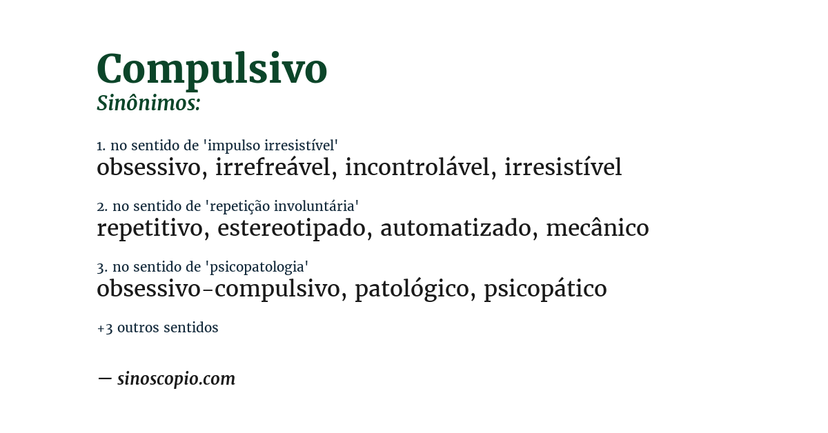 Sinônimo de compulsivo