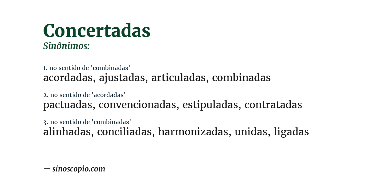 Sinônimo de concertadas