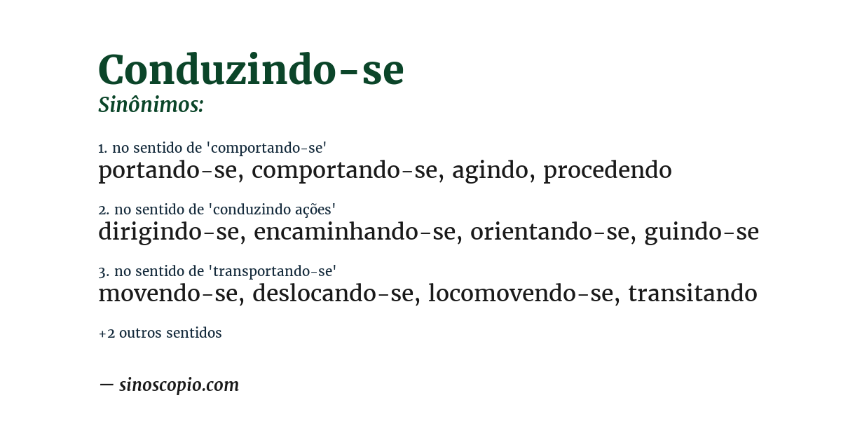 Sinônimo de conduzindo-se