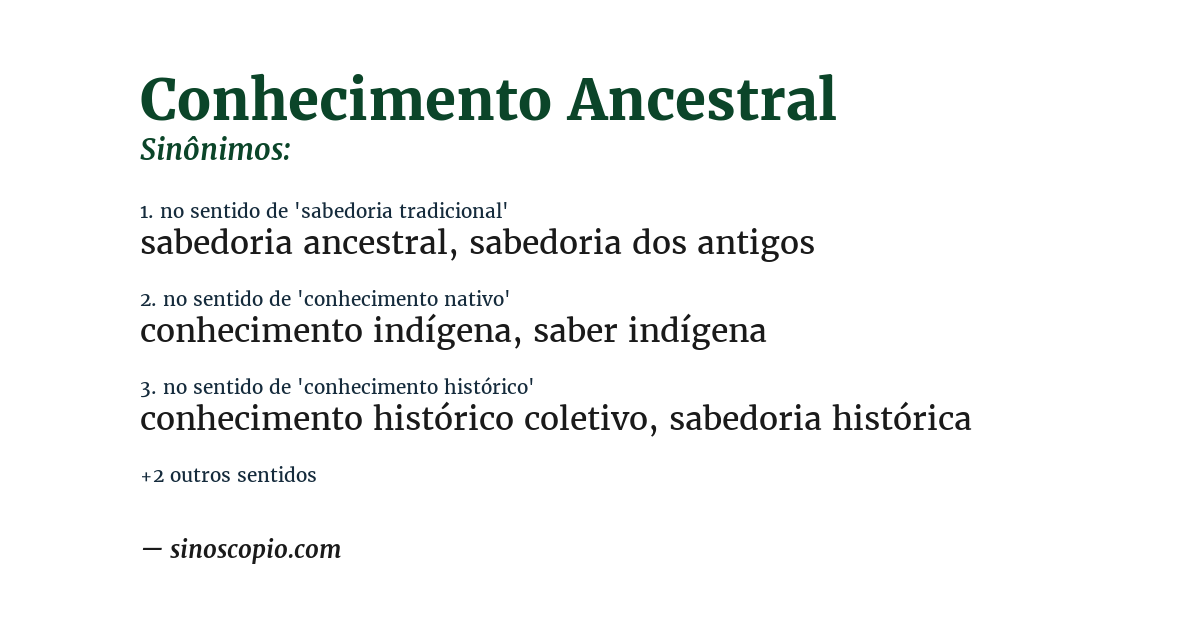 Sinônimo de conhecimento ancestral