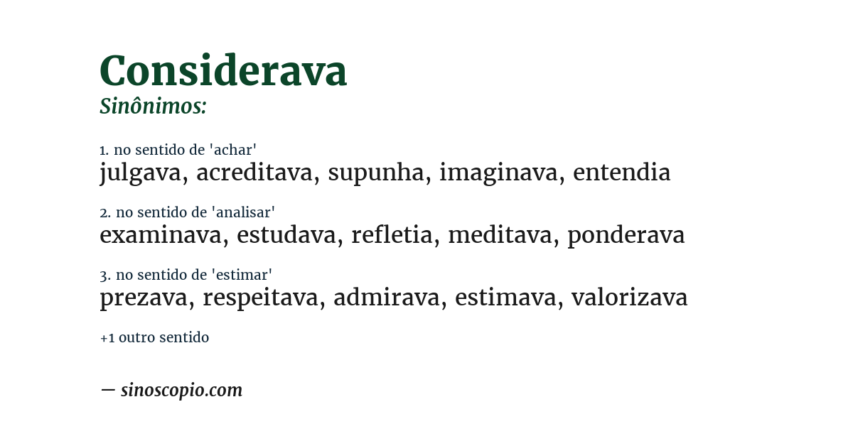 Sinônimo de considerava