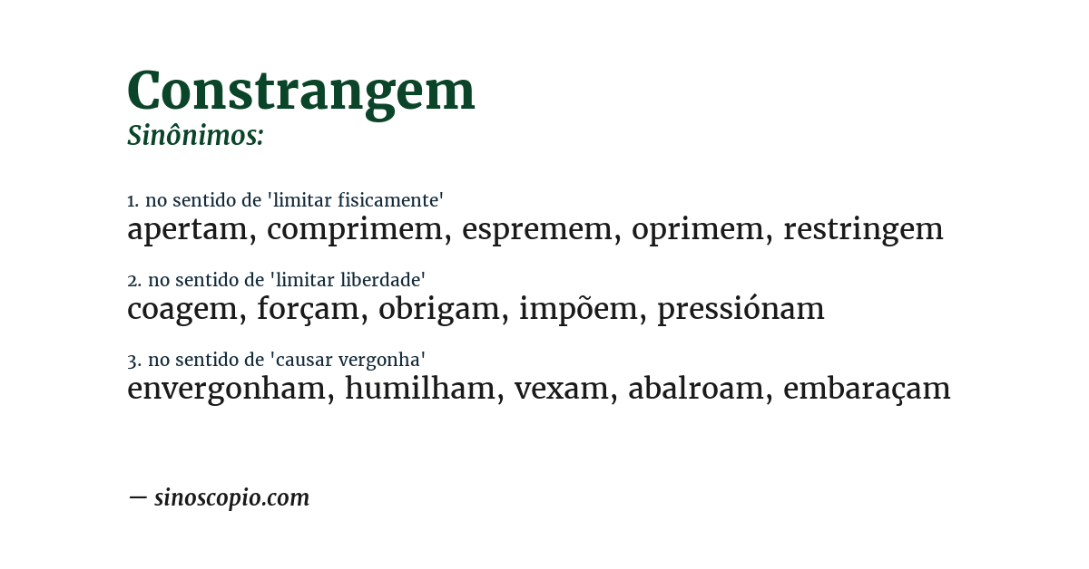 Sinônimo de constrangem