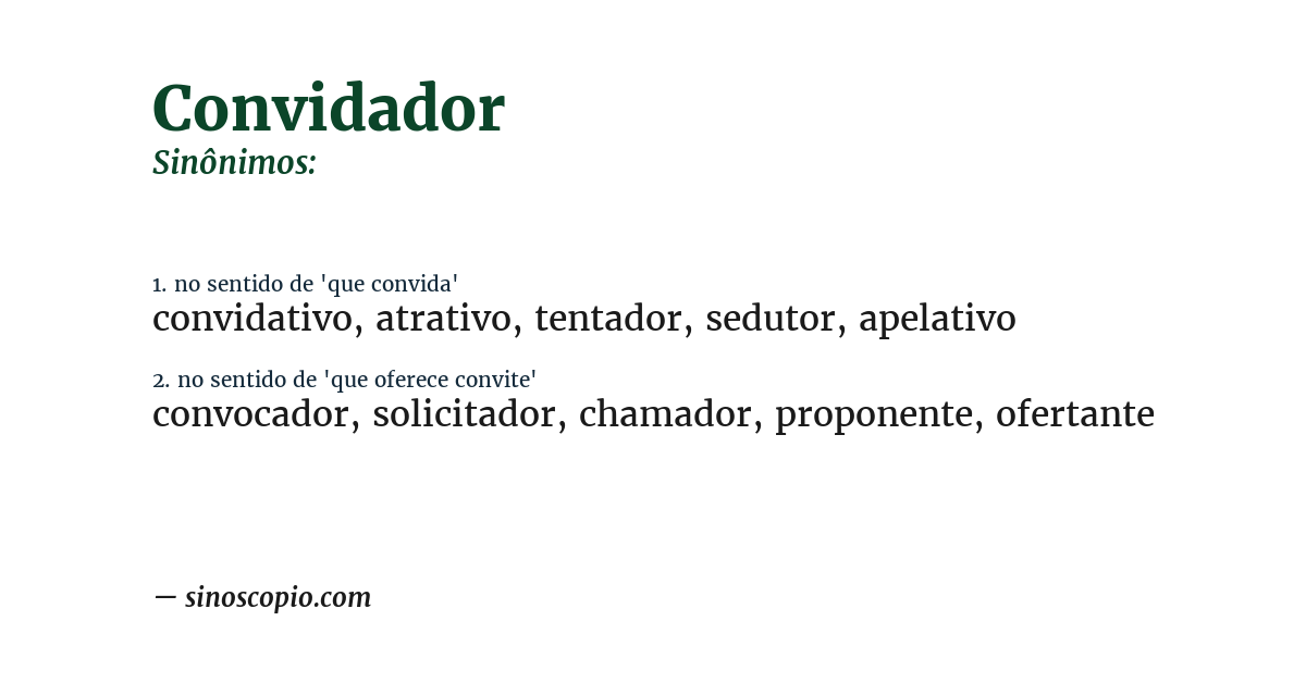Sinônimo de convidador